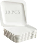TAMAYKIM 7.3 Inch Porcelain Dessert Plates 10 Pieces, Appetizer Plates, Square Salad Dinnerware Sets, Scratch Resistant, Microwave, Oven and Dishwasher Safe, White