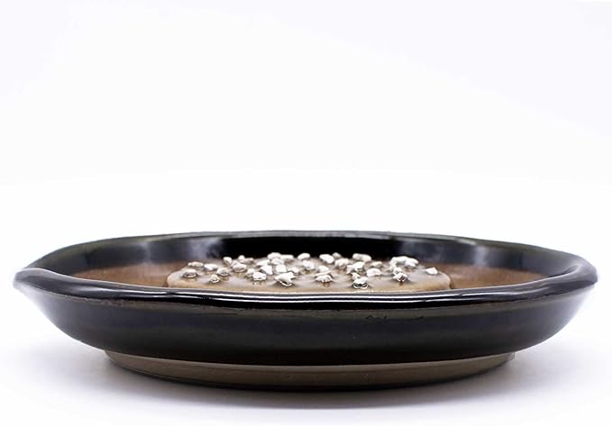 Motoshige Pottery Ishimi Yaki Radish Grater, Dish, Won't Damage Table, Silicone, Bottom (Diameter Approx. 5.9 inches (15 cm), Anti-Slip, Oribe Motoshige, Grater, Made in Japan