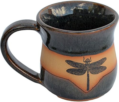 ALWAYS AZUL POTTERY Mug with Dragonfly Pattern in Seamist - Handmade Ceramic Coffee Mug - Stylish and Unique Handcrafted Artistic Drinkware - Polished Clay Cups, Great for Coffee, Tea, and Art Lovers