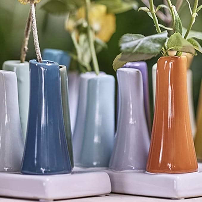 Chive - Pooley 2, Ceramic Flower Vase, 8-Tube Shape (Red)
