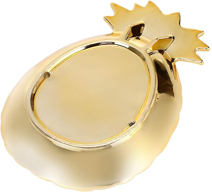 Lependor Ceramic Plate Jewelry Tray Jewelry Holder Jewelry Display - Ring Dish - Organizer for Keys - Phone - Jewelry - Watch - Wallet -Trinket - Best Wedding/Birthday - Big Size Golden Pineapple