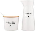 Santa Barbara Design Studio Ceramic Sugar and Creamer Set Sugar Bowl with Lid and Spoon and Cream Pitcher, 3-Piece, Pour & Sprinkle
