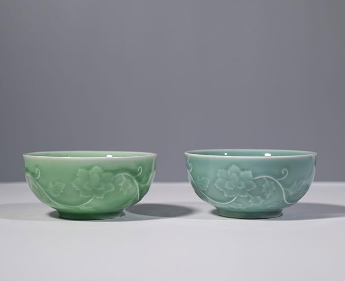 5-Inch Celadon Rice Bowl, Set of 2 - Round Ceramic Bowls for Soup, Stews, Holiday Meals - Classic Holiday Tableware - Durable, Dishwasher, Microwave, Freezer Safe