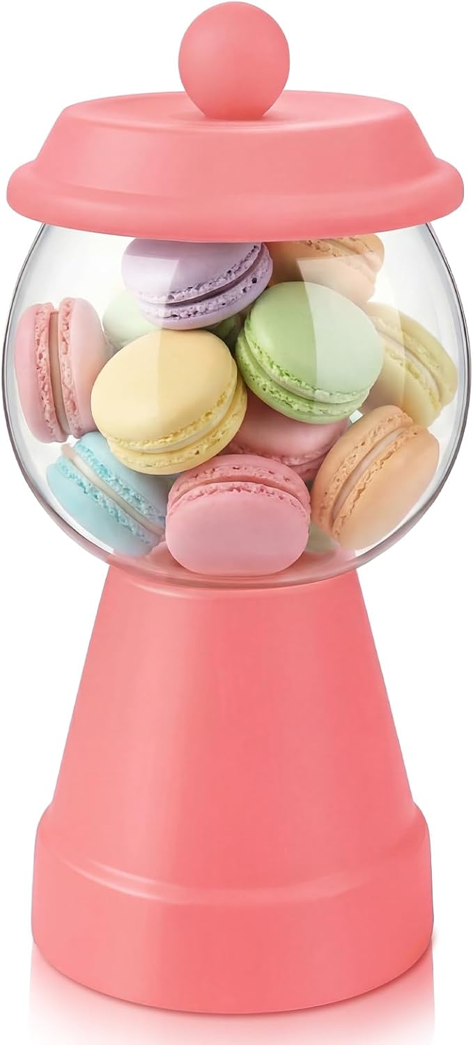 Thyle 27 oz Plastic Candy Jar with Lid Ceramic Candy Jar Food Storage Container for Easter Wedding Party Centerpieces DIY Gifts Game Table Ornament Holder Treats(Baby Pink)