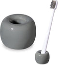 Urbanstrive Sleek Mini Ceramics Toothbrush Holder Stand for Bathroom Vanity Countertops (Gray 1-Pack)
