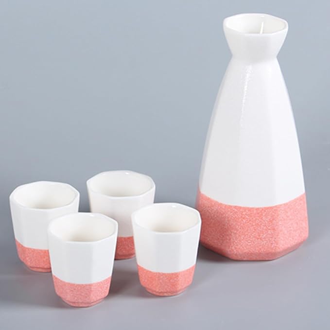 Sake Cup Set,Japanese Sake Cup,1 Set/5pcs Flagon Wine Glass Set Water Bottle Set Korean Gifts Wedding Champagne Glasses Ceramics Ceramic Drinkware