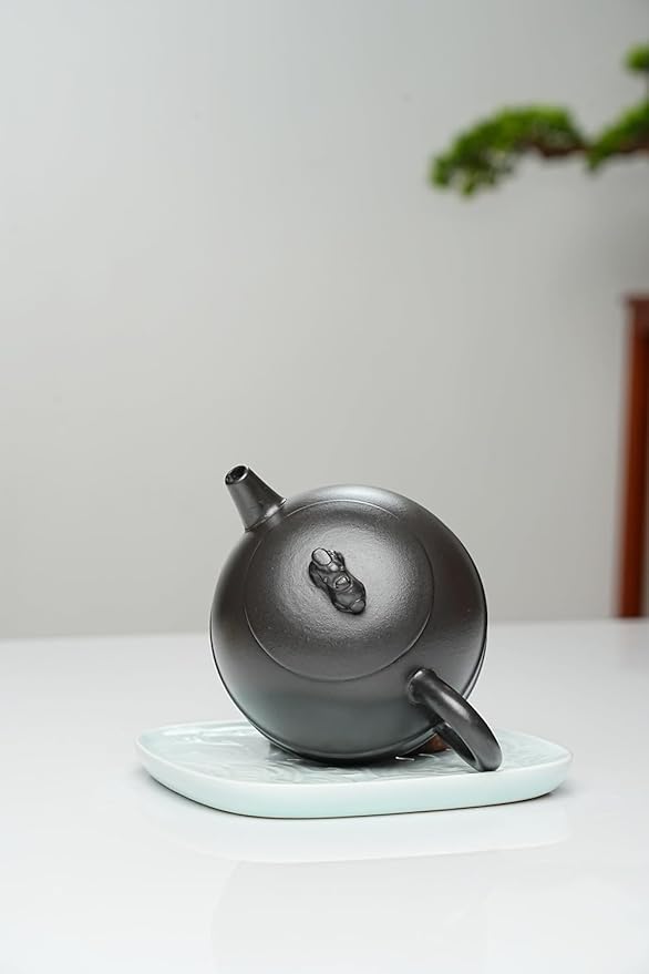 Yixing Clay Teapot 10oz Handmade Zisha Tea Pot Chinese Kungfu Tea Set Kettle (Clay Black 9oz)