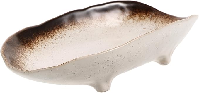 Ceramic Plate Irregular Fish Plate Japanese Style Pottery Dish for Dried Fruits Salad and Quick Meals Unique Vintage Design Lightweight Dinnerware for Home Use
