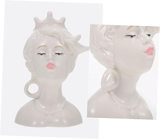 Creative Ceramic Human Face Vase Artistic Modern Minimalist Flower Pot for Indoor Home Decor and Flower Arrangements Unique Sculptural Face Modeling Adornment
