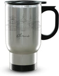 Kathmandu Skyline Steel Mug, Asia Skyline 14oz Travel Mug with Handle & Lid Custom Travel Tumblers, Gift For Birthday, Spill Resistant Tumblers for Women, Personalized Tumbler