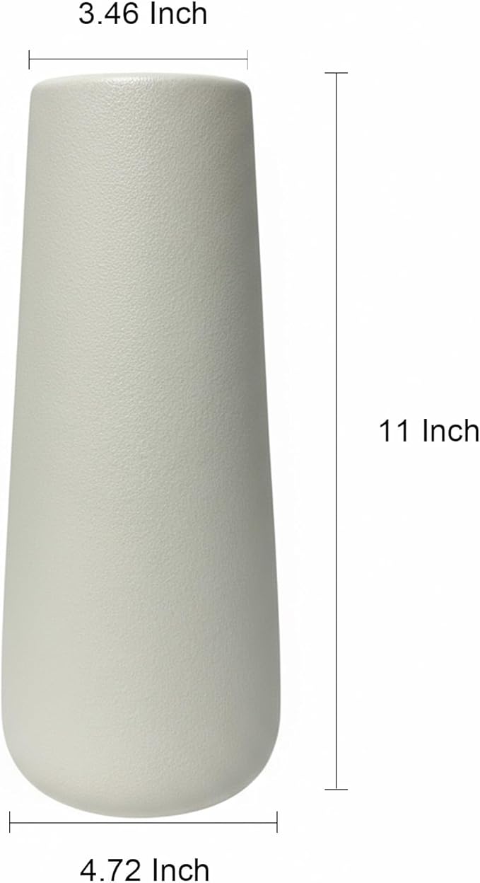 Tall White Bud Vases for Flowers, 11 Inch Large Flower Vase Wedding Gifts for Living Room Floor, Modern Farmhouse, Plants, Bathroom, Table, Roses, Entryway, Shelf, Kitchen, Coffee Home Decor (White)