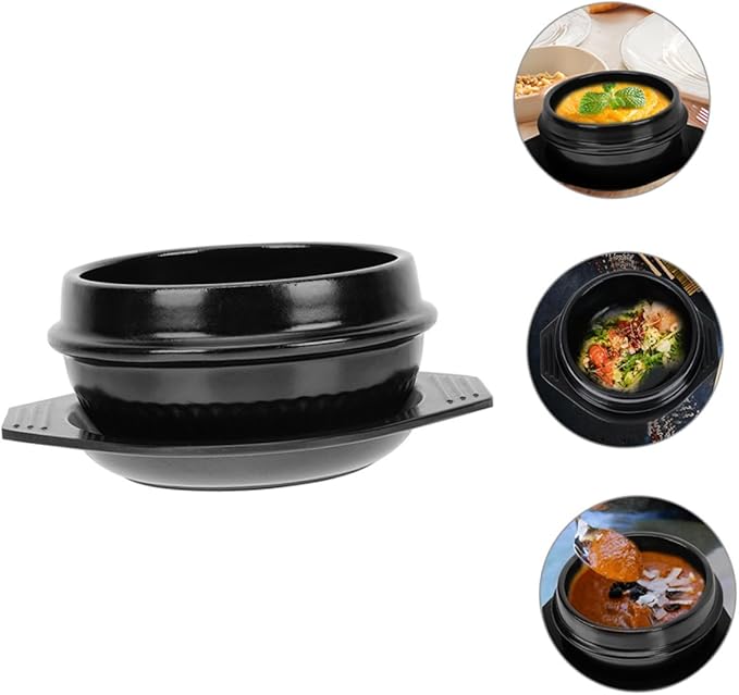 LIFKOME Casserole Cookware Korean Stone Pot Korean Dolsot Pot Bibimbap Bowl Heat Resistant Ceramic Easy to Clean