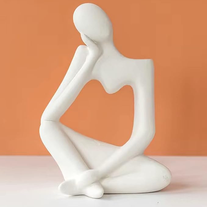 White Flower Vase Ceramic Thinker Vase for Home Decor Modern Cute Boho Vases Room Decor Unique Aesthetic Vase Ceramic Decorative Face Vases for Centerpieces Bathroom Birthday Gifts for Women