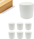WGVI White Ceramic Cylinder Vase Width 7" Height 6.75", Flower Arrangements, Candle Holder, Terrarium Planter Pot, Storage Container Organizer, Pen Brush Holder, 6 Pieces