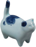 Kung Fu Tea Pet Ceramic Lucky Cat Sculpture Ornament for Tea Ceremony Desk Decor 3.27x2.95 inch- Blue