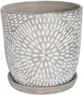 Garden & Home Grey 10 Inch Indoor Ceramic Plant Pot with an Attached Saucer and Drainage Hole for House Plants, Herbs, Flowers, Succulent Plants, Snake Plants, Gifts for Mom
