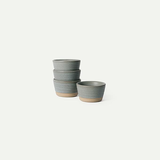 Mora Mini Ramekins Set of 4, 8oz Ceramic Pottery Baking Dishes - Microwave, Oven and Dishwasher Safe - Peppercorn