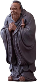 Traditional Chinese Purple Clay Confucius Statue, Ceramic Sculpture, Gray, 8.5x6.7x18.5cm, Decorative Collectible Art