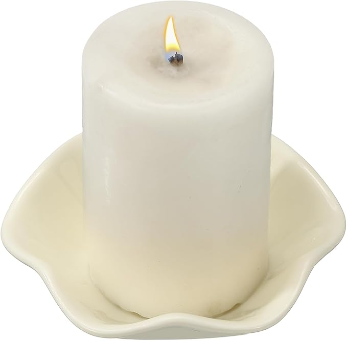 uxcell Candle Holder Plates, 4 Inch Ceramic Candle Tray Tealight Incense Holder Dish Candlestick for Tea Light Aromatherapy Wedding Rustic Vintage Home Decor, Lotus Leaf Clear Yellow