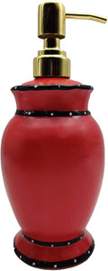 ACK Tuscany Red Ruffle Hand Painted Ceramic Soap Dispenser, Lotion Jar, Kitchen Décor, Bathroom Décor