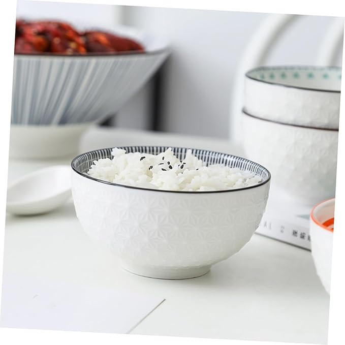 Totority 2pcs Creative Ceramic Noodle and Salad Bowls Elegant Food Serving Dishes for Home Kitchen for Soup Pasta and Fruit Easy to Clean and Store