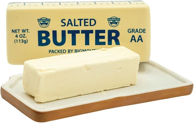 Novelty Butter Dish, Ceramic Butter Stick-Shaped Lid, Holds 1 Stick, Funny Eclectic Kitchen Decor