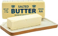 Novelty Butter Dish, Ceramic Butter Stick-Shaped Lid, Holds 1 Stick, Funny Eclectic Kitchen Decor