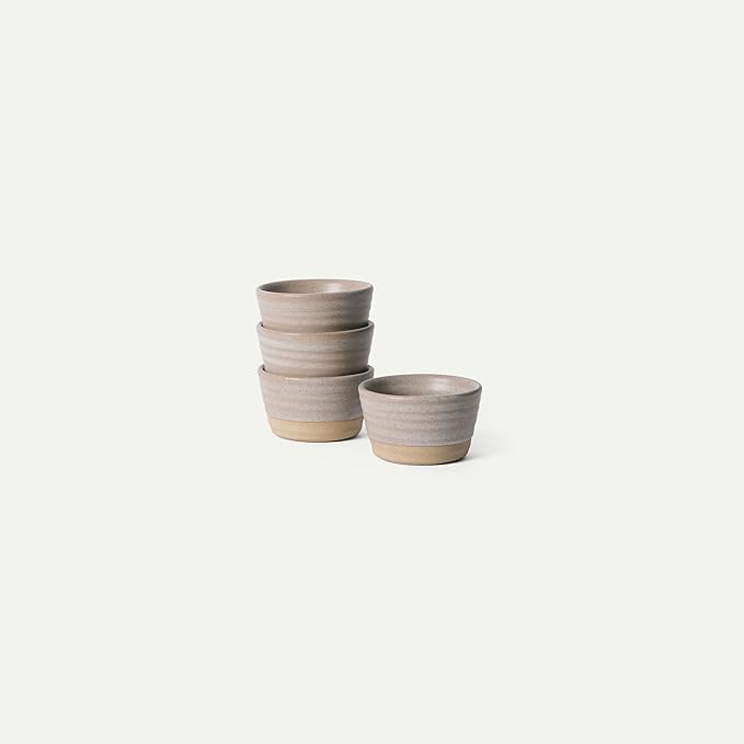 Mora Micro Ramekins Set of 4, 6oz Ceramic Pottery Baking Dishes - Microwave, Oven and Dishwasher Safe - Mushroom