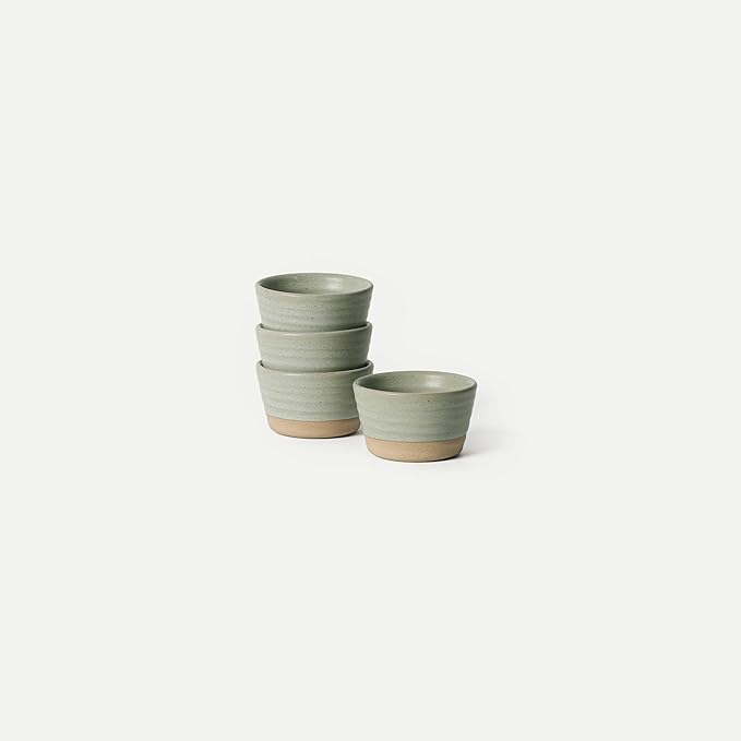 Mora Micro Ramekins Set of 4, 6oz Ceramic Pottery Baking Dishes - Microwave, Oven and Dishwasher Safe - Thyme