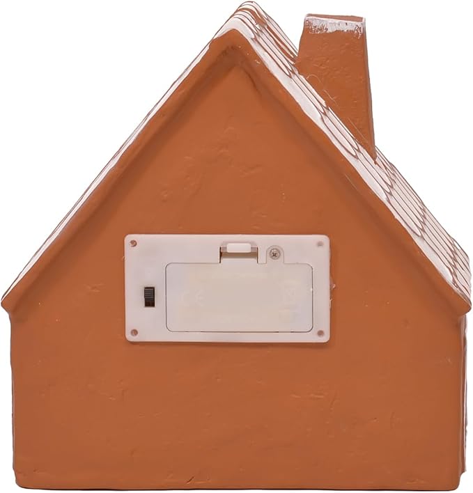 Mark Feldstein & Associates Ceramic Iced Gingerbread Houses Holiday Pre Lit LED Village Figurines, Set of 2, 9 Inch