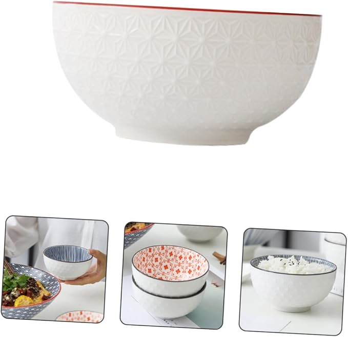 Totority 2pcs Creative Ceramic Noodle and Salad Bowls Elegant Food Serving Dishes for Home Kitchen for Soup Pasta and Fruit Easy to Clean and Store