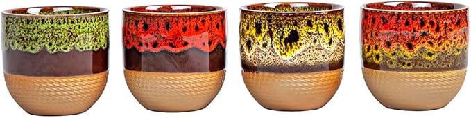 Japanese teacups set of four, Miso soup cups, Espresso cups Asian teacups without handles,tea set. Diameter 2.9in height 2.7, capacity: 6oz (4 in a group)
