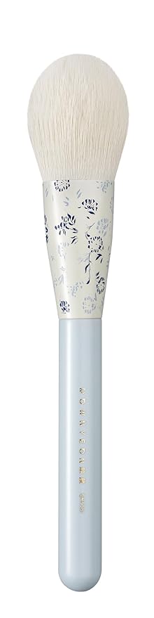Indigo Artisan Series Powder Brush - Blue Handle with Chinese Porcelain Ferrule, Ultra-Soft Nylon Bristles for Loose/Pressed Powder, Full-Size Face Makeup Brush for Airbrush Finish (QHC 101)