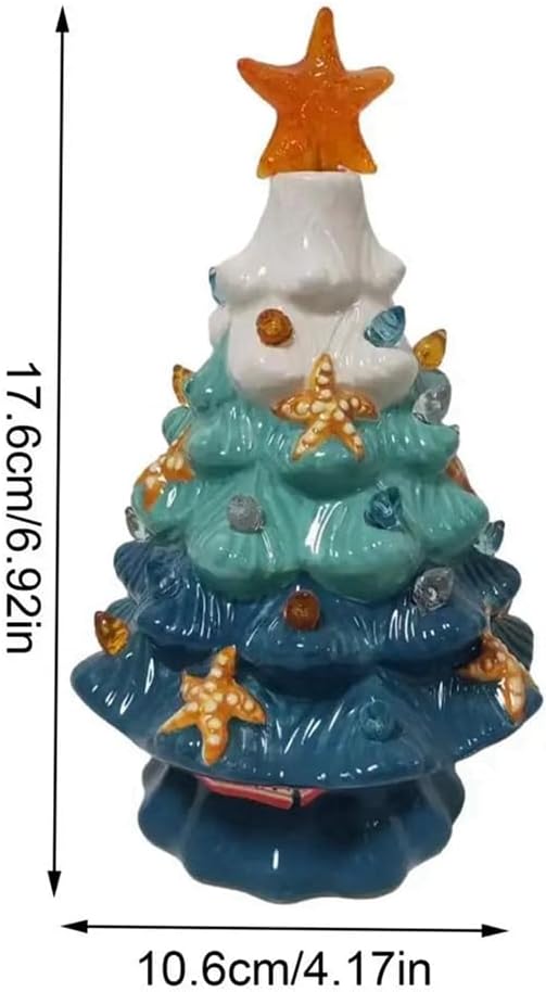 Ochine Ceramic Christmas Tree Tabletop Christmas Tree with LED Light Christmas Decorations, Multicolored Ceramic Xmas Tree for Festival Christmas Themed Holiday Party Home Decor