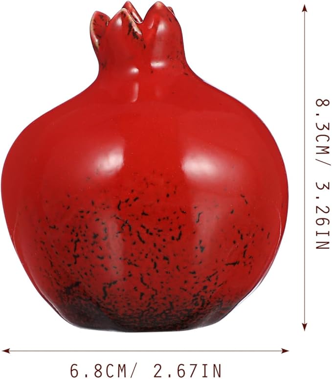 DECHOUS Small Ceramic Vase - Vintage Pomegranate Shape Flower Bud Vase Unique Aesthetic for Home Office Shelf Table Floral Arrangement, 3.3x2.7 Inch