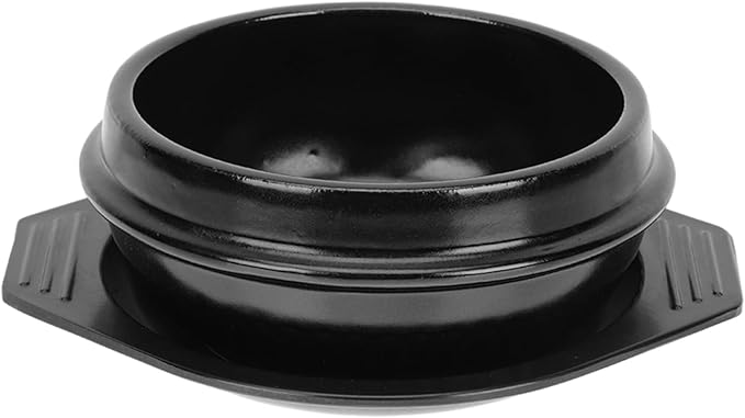 Healifty Heat-resistant Korean Stone Pot Ceramic Casserole for Korean Hot Pot Cooking Lid Steamed Egg Non-stick Even Heat Transfer