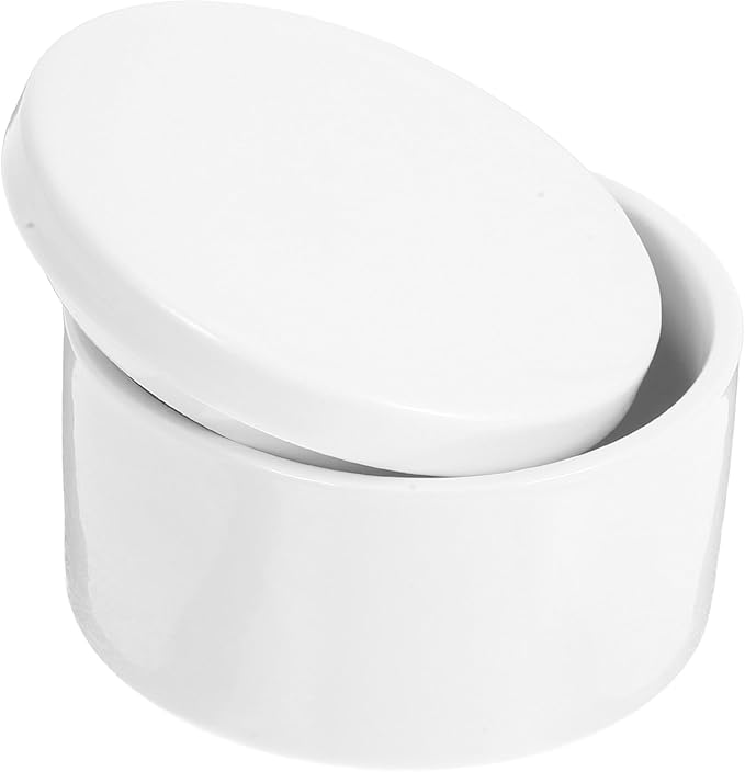 STOBAZA 3 Inch White Ceramic Jewelry Box with Lid, Small Round Porcelain Trinket Dish for Ring Earring, Minimalist Organizer Container for Vanity, DIY Paintable Favor for Wedding Valentine