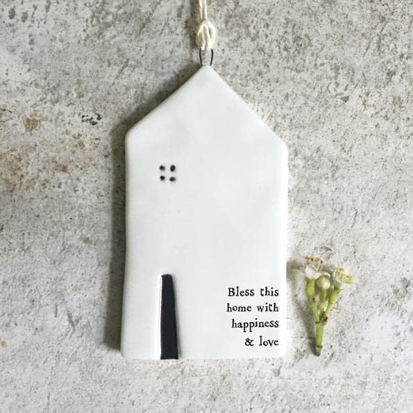 East of India House Porcelain Hanger - Bless This Home, New Home Wall Decoration, Moving House Hanging Gift, Gift for Friends Family