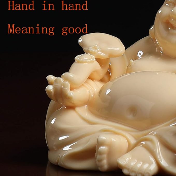 Buddha Statue Buddha Statue Ceramic Sculpture Maitreya Laughing Buddha Decoration Creative Car Buddha Decor Home Ornaments 2.95 Inches Gifts That Make You Happy