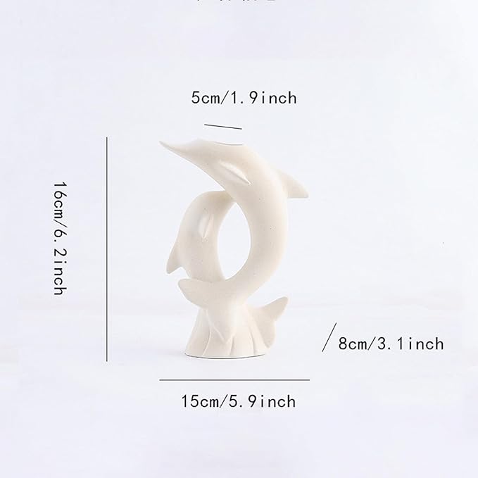 Handmade Ceramic Dolphin Vase, Artistic Animal - Shaped Flower Vase for Home Decor, Coastal Style Accent Piece