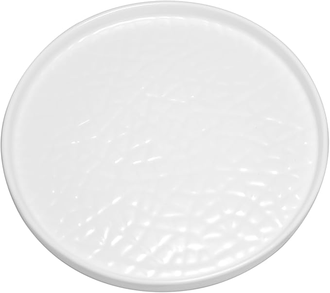 Ceramic Round Bathroom Vanity Tray, 7.5" Decorative Perfume Candle Holder Tray for Dresser Top (White)