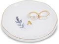 Personalized Ceramic Ring Dish, Initial Jewelry Tray for Rings, Earrings, Necklaces & Bracelets, Gift for Engagements, Birthdays, Holidays, Mom, Sister, Bridesmaid, Bride-to-Be, 4" Ring Plate