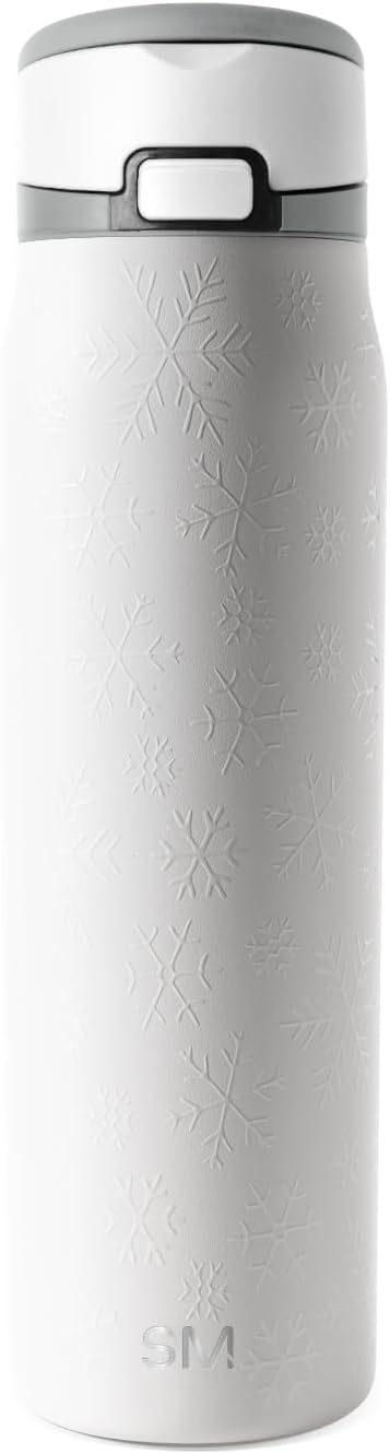 Simple Modern Mesa Loop | Christmas Water Bottle with Straw | 30oz Cup Holder Friendly Insulated Stainless Steel Bottles for Travel, School | Holiday Gifts for Women Men Her Him | Frosty Snowflakes