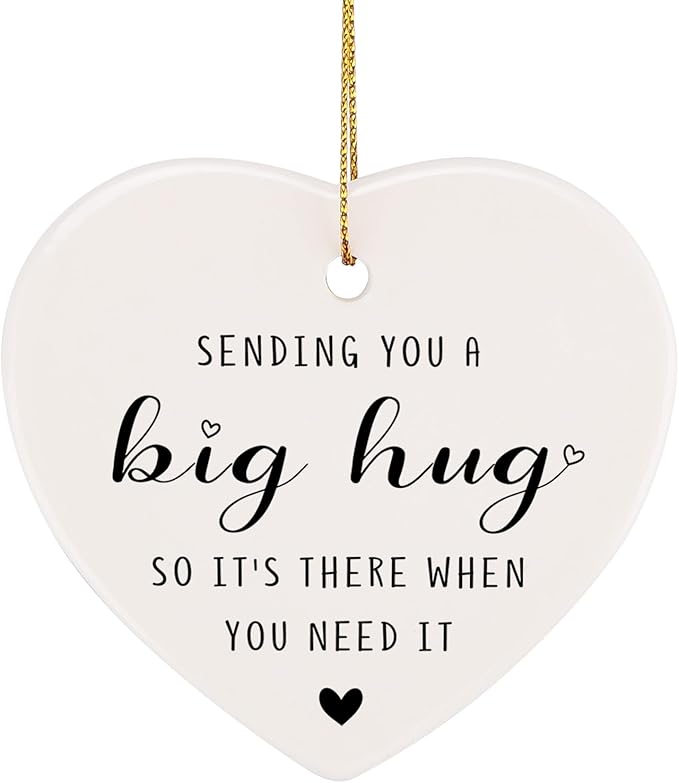 Inspirational Gifts for Women, Get Well Soon Gift Heart-Shaped Hanging Decoration Thinking of You Gifts Feel Better Present for Men Friends-Sending You A Big Hug Ornament
