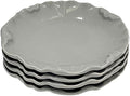 WAIT FLY 4PCS Lotus Leaf Ceramic Dessert Plates 6 Inch Snack Plates Cake Plates Snack Plates Appetizer Plates Dried Fruit Plates Decorative Plates-Grey