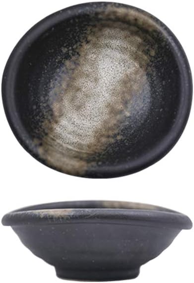 Colias Wing 3.5 Inch Retro Style Black&Beige Stylish Design Multipurpose Porcelain Side Dish Bowl Seasoning Dishes Soy Dipping Sauce Dishes-Set of 5