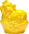 Chinese Style Sculpture Ceramic Sculpture Cute Golden Pig Home Living Room Tv Cabinet Decoration Ornaments Ingot Yellow
