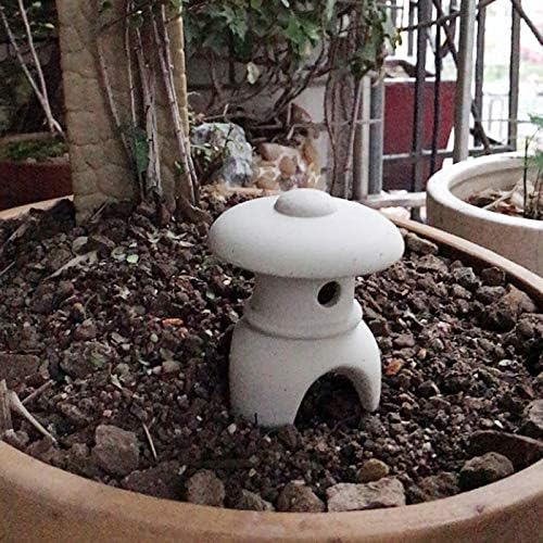 Ceramic Miniature Pagoda Lantern for Garden Patio Bonsai Decoration Miniature Accessories Furniture for Home Decor Asian Zen Art Oriental Statue Tower 3.3" H