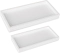 Bathroom Tray, Small Vanity Tray Silicone Soap Dish Sponge Holder Kitchen Sink Organizer Bathroom Accessories for Countertop, Toilet, Shower, 2 Pack, White