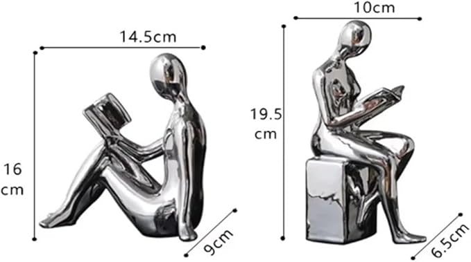 1 Set/2 Pieces Ceramic Bookends for Shelf, Desk, Study, Sculptural Decoration Book Holder (Silver)
